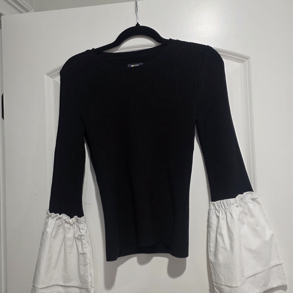 Anthropologie Black and White Long Sleeve Top